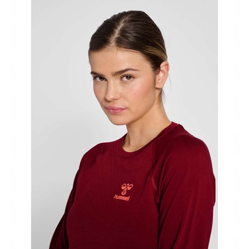 Hummel Ongrid Seamless L/S Wo T-shirts Damen Rot | 333431-188