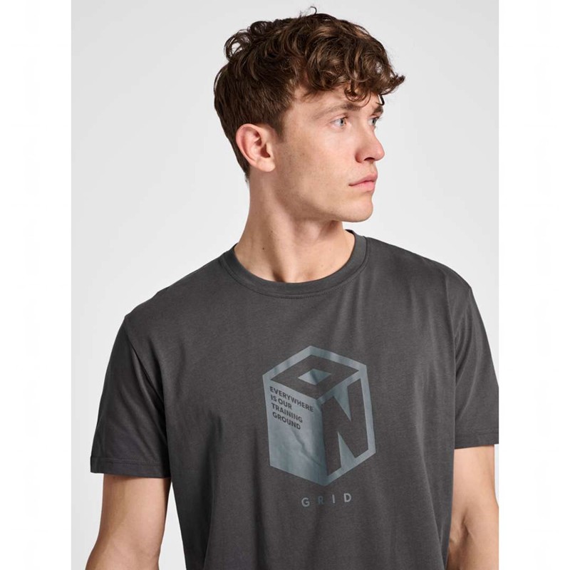 Hummel Pro Grid Cotton S/S Sportbekleidung Herren Grau | 178191-055