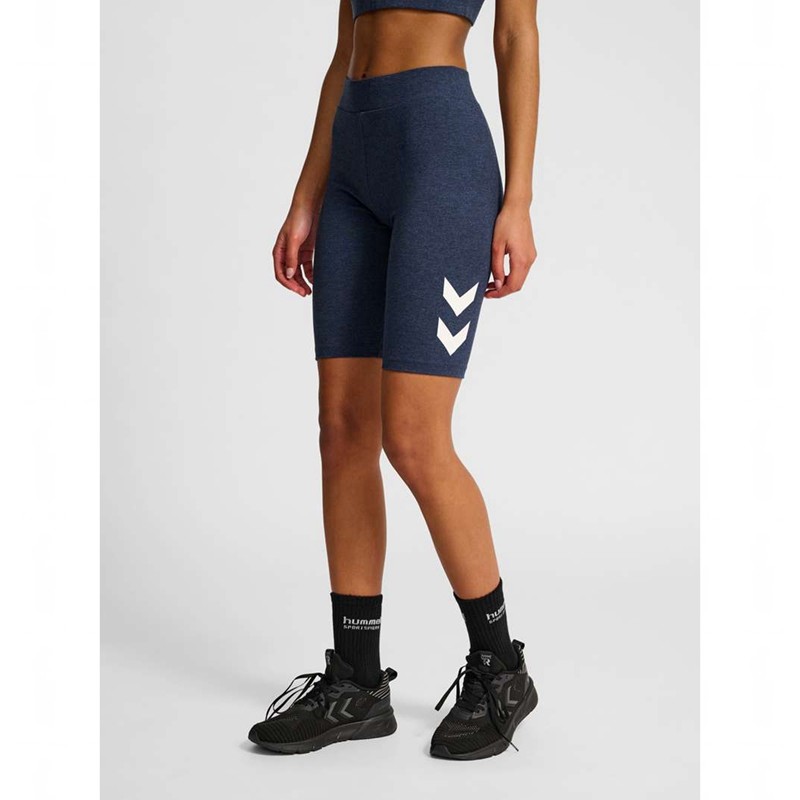 Hummel Pulse Logo Mw Tights Kurze Hose Damen Blau | 363113-029