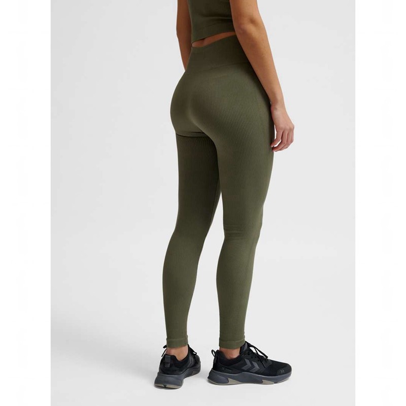 Hummel Pulse Seamless Rib Mw Strumpfhose Damen Olivgrün | 291302-081