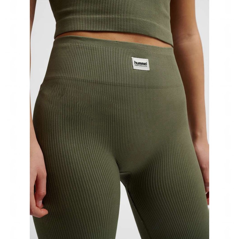 Hummel Pulse Seamless Rib Mw Strumpfhose Damen Olivgrün | 291302-081