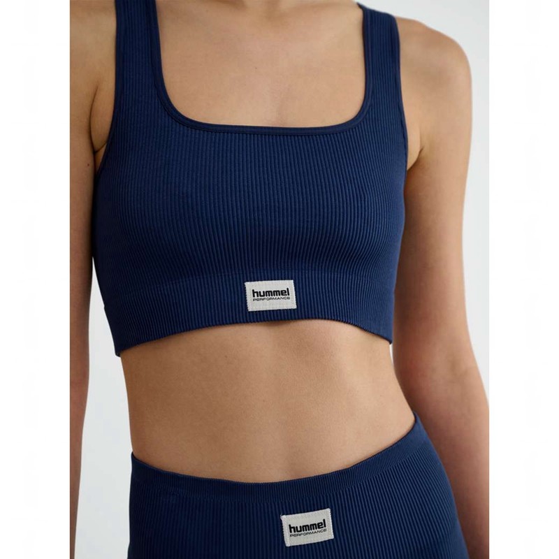 Hummel Pulse Seamless Rib Sport BH Damen Navy | 831266-336