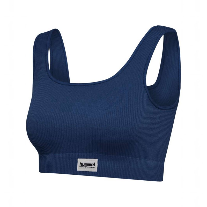 Hummel Pulse Seamless Rib Sport BH Damen Navy | 831266-336