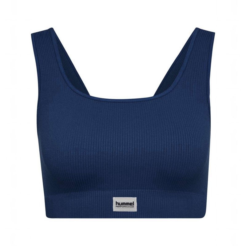 Hummel Pulse Seamless Rib Sport BH Damen Navy | 831266-336