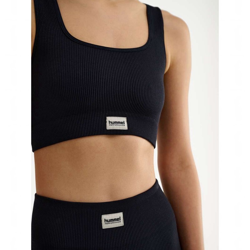 Hummel Pulse Seamless Rib Sport BH Damen Schwarz | 173951-334