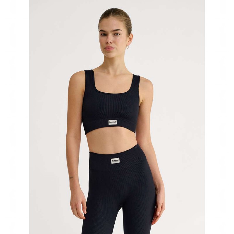 Hummel Pulse Seamless Rib Sport BH Damen Schwarz | 173951-334