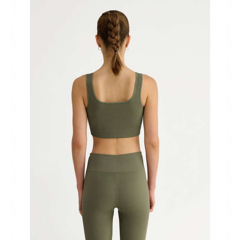 Hummel Pulse Seamless Rib T-shirts Damen Olivgrün | 826708-049