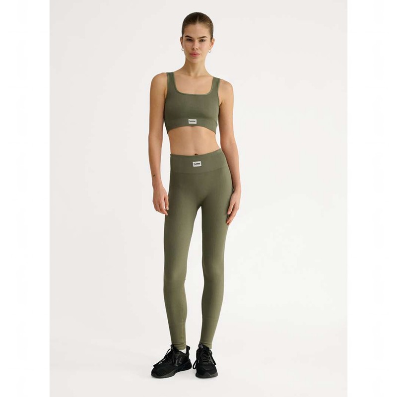 Hummel Pulse Seamless Rib T-shirts Damen Olivgrün | 826708-049