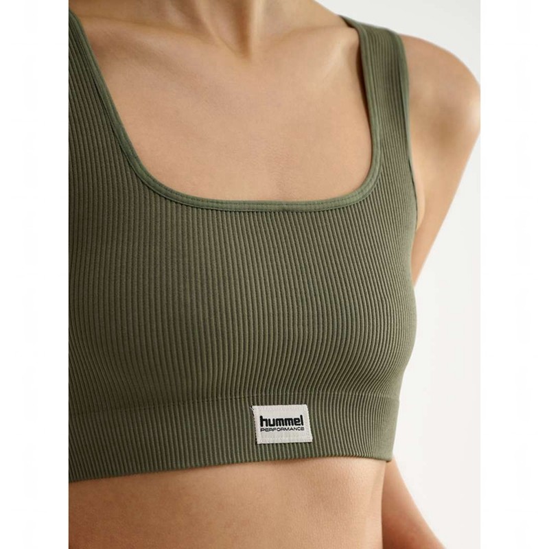 Hummel Pulse Seamless Rib T-shirts Damen Olivgrün | 826708-049