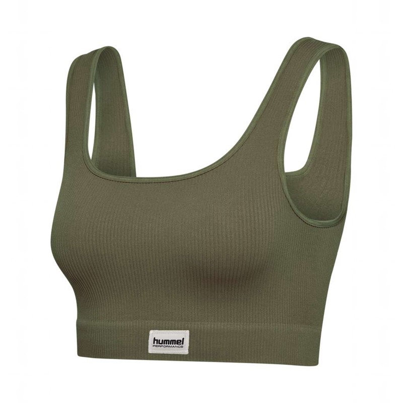 Hummel Pulse Seamless Rib T-shirts Damen Olivgrün | 826708-049