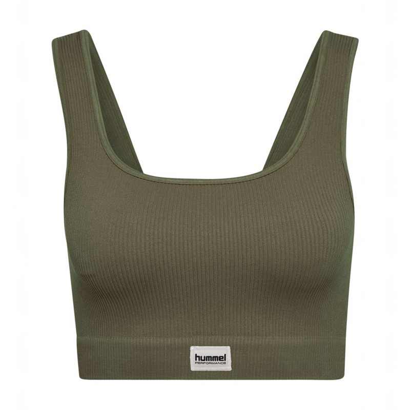 Hummel Pulse Seamless Rib T-shirts Damen Olivgrün | 826708-049