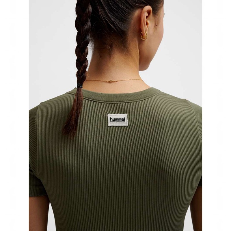 Hummel Pulse Seamless Rib W S/S T-shirts Damen Olivgrün | 570905-440