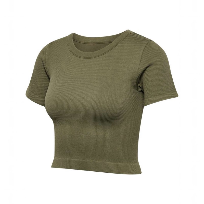 Hummel Pulse Seamless Rib W S/S T-shirts Damen Olivgrün | 570905-440
