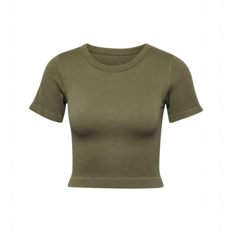 Hummel Pulse Seamless Rib W S/S T-shirts Damen Olivgrün | 570905-440