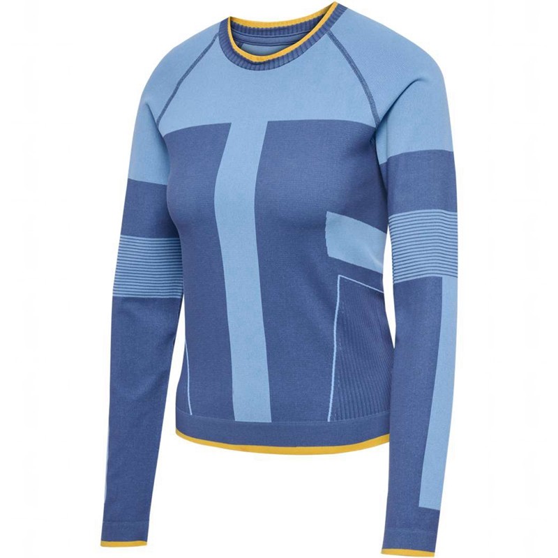 Hummel Seamless Tee Ls T-shirts Damen Blau | 912385-998