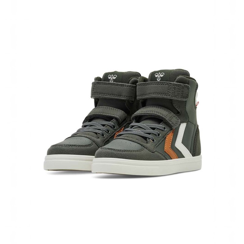Hummel Slimmer Stadil Leather High Jr Sneakers Kinder Grün | 635135-494