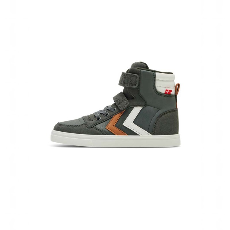 Hummel Slimmer Stadil Leather High Jr Sneakers Kinder Grün | 635135-494