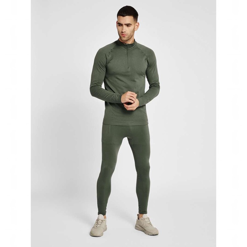 Hummel Stroke Seamless Half Zip Grundschicht Herren Grün | 190769-411