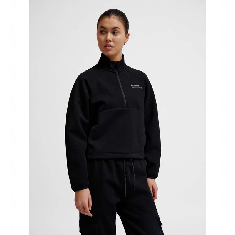 Hummel Tech Fleece Boxy Half Zip Hose Damen Schwarz | 431700-885