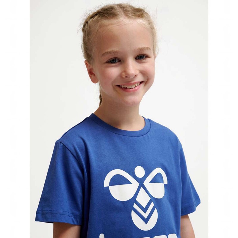 Hummel Tres S/S T-shirts Kinder Blau | 770067-249