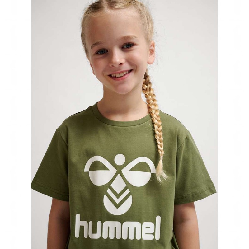 Hummel Tres S/S T-shirts Kinder Olivgrün | 509120-422