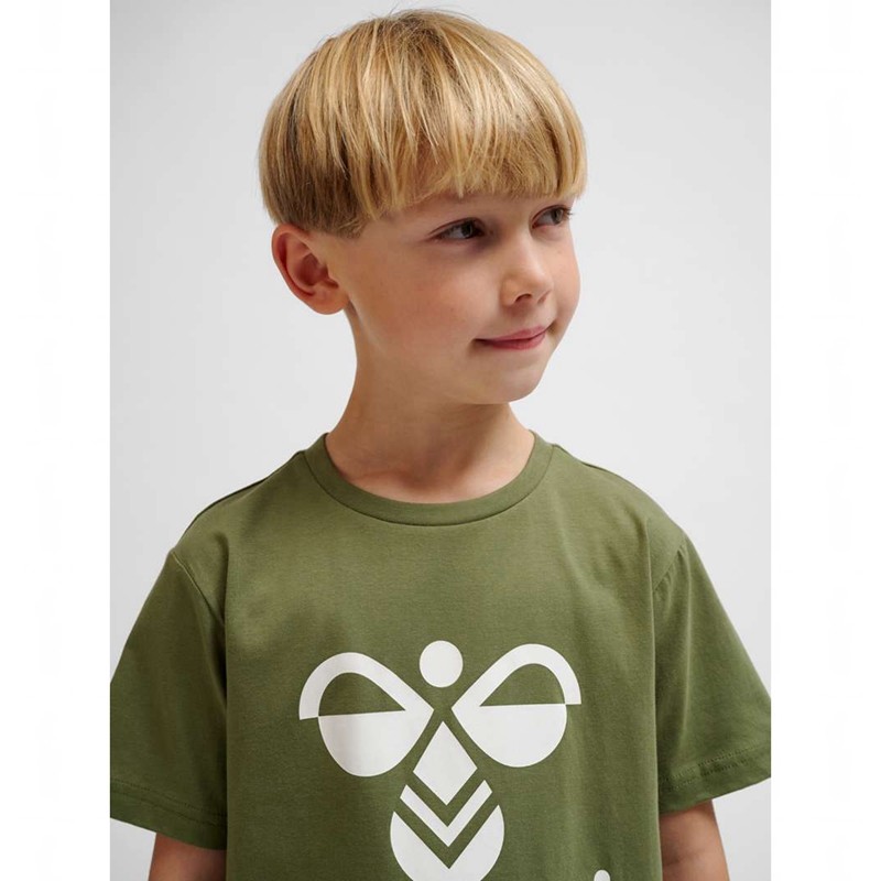 Hummel Tres S/S T-shirts Kinder Olivgrün | 509120-422