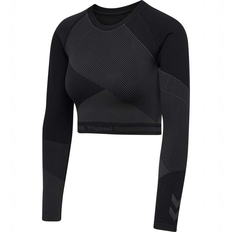 Hummel Unity Seamless Crop L/S T-shirts Damen Schwarz | 590172-452