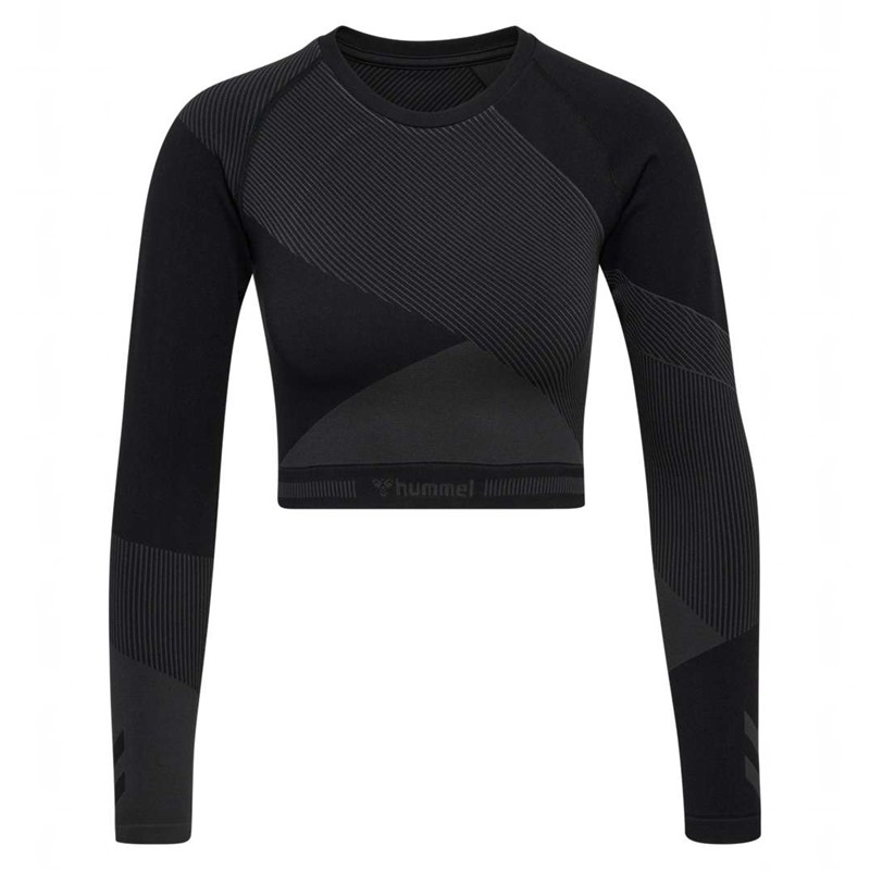 Hummel Unity Seamless Crop L/S T-shirts Damen Schwarz | 590172-452